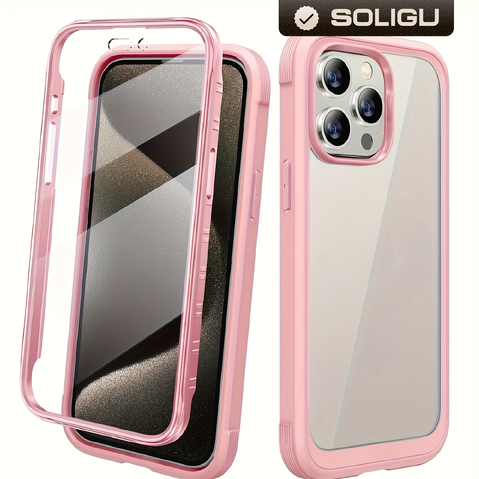 Touch Sensitive Miracase 360 Degree - Full Body Protective Case with Built-in Screen Protector - For iPhone 15 14 13 12 11/ Plus/ Pro/ Pro Max, Pink, Purple