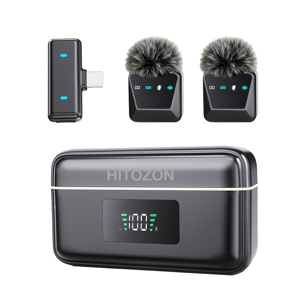 Image of Wireless Lavalier Microphone, Plug And Play, With Display And Portable Charging Case, Microphone, Long , Windproof, Type-c Interface, Used For Vlog, Content Creator Recording, Live Streaming