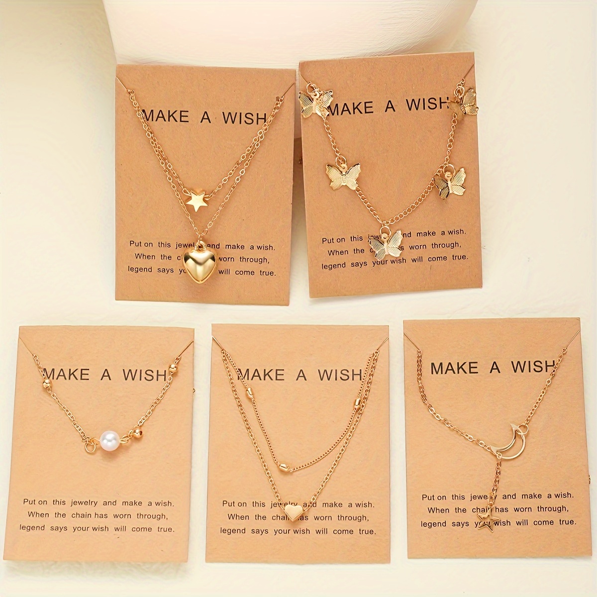 

5 Pieces Elegant And Simple Pearl Pendant Necklace Set For Women' Light Luxury Attend Party Vacation Dating Gift (with Cardstock)