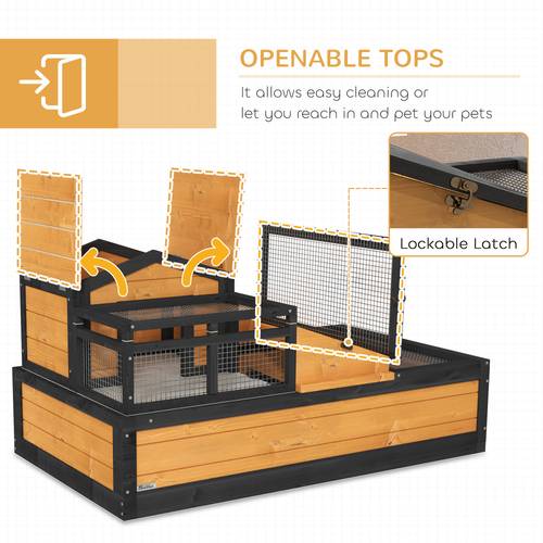 wooden tortoise house indoor outdoor w balcony tray openable roof without battery