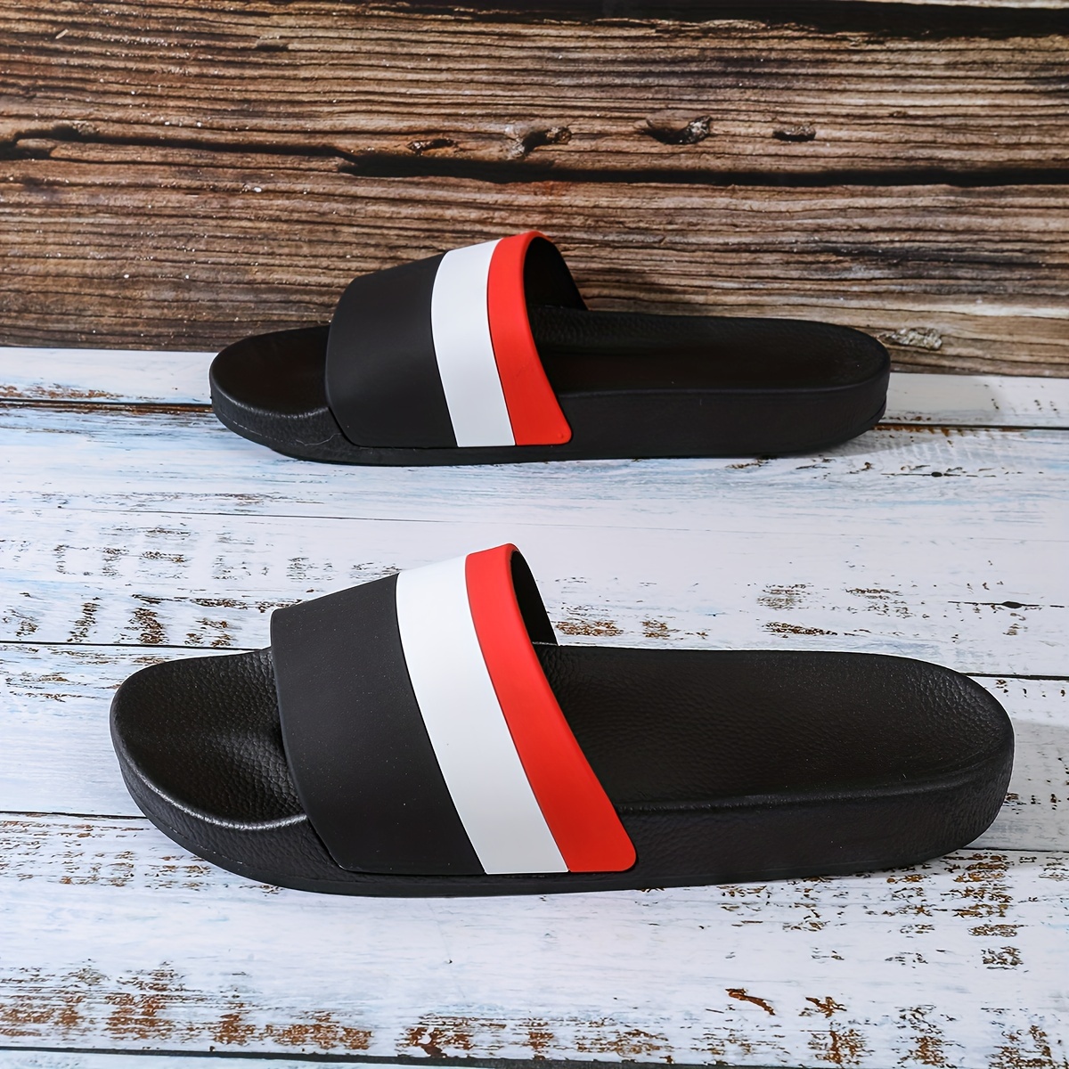 

Men's Trendy Color Block Open Toe Breathable Slippers, Comfy Non Slip Casual Durable Slides, Men's Footwear