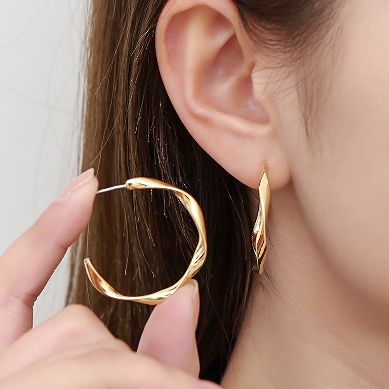 A Pair Of Y2k Metal Hoop Earrings For Women, Holiday Birthday Date Party Vacation Shopping Daily Accessories