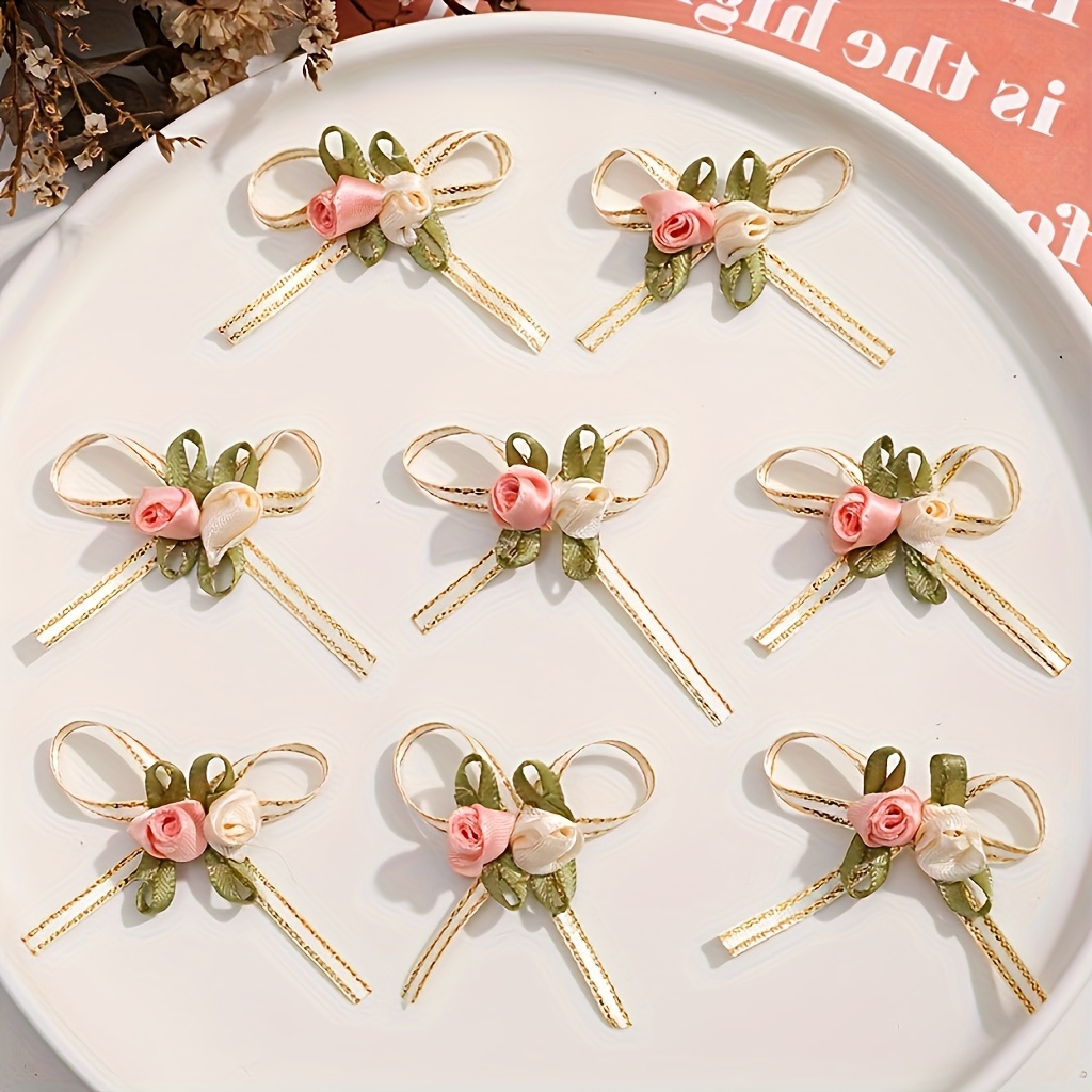 50pcs High-Quality Polyester Elegant Rose Bows