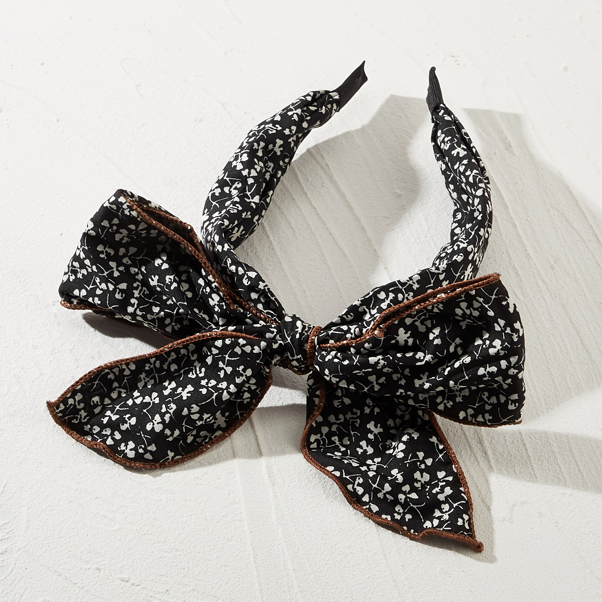 Image of 1pc Elegant Vintage Floral Bowknot Polyester Hairband, Single Dress Up Headband With Tie Design, Non-feathered Printed Hair Accessory