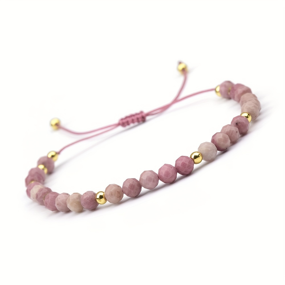 Image of 4mm Natural Stone Green Dongling Red Pattern Round Beads And Hematite Beaded Braided Bracelet Stretchable Adjustment Suitable For Men Women Daily Wear Gift Jewelry