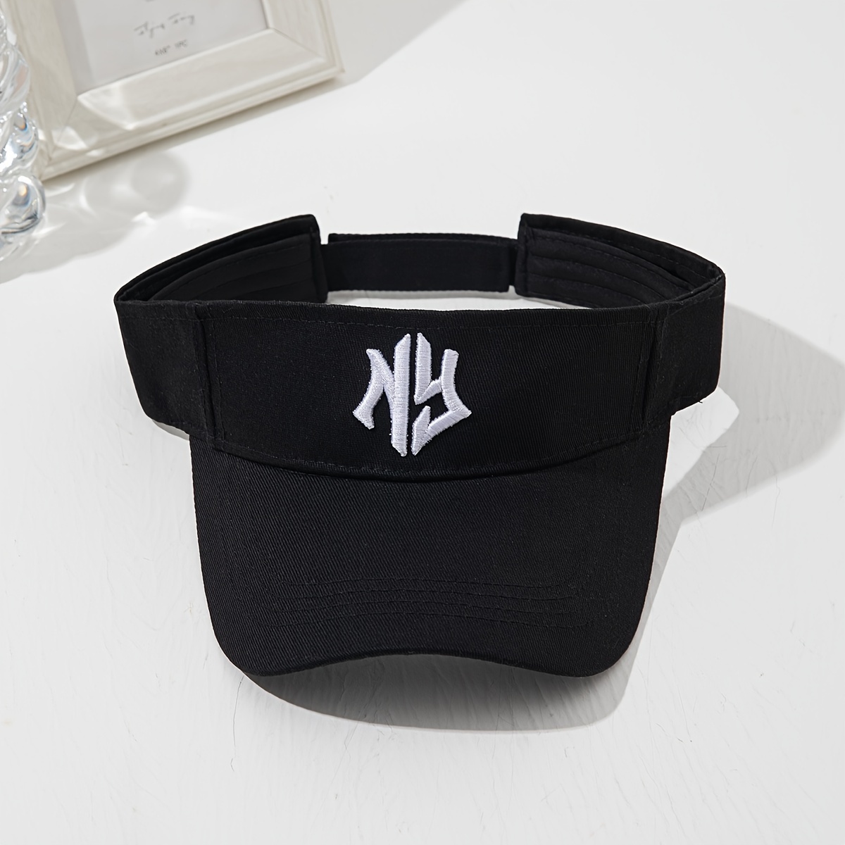 

Men's Embroidered Ny 3d Letter Open Top Visor Hat Funky Style 100% Cotton Material Adjustable Sun Cap For Daily Wear Spring Summer