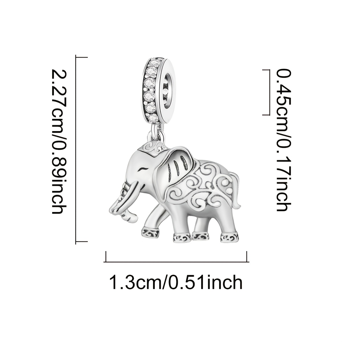 Texture Elephant DIY Pendant Bead for Women's Jewelry