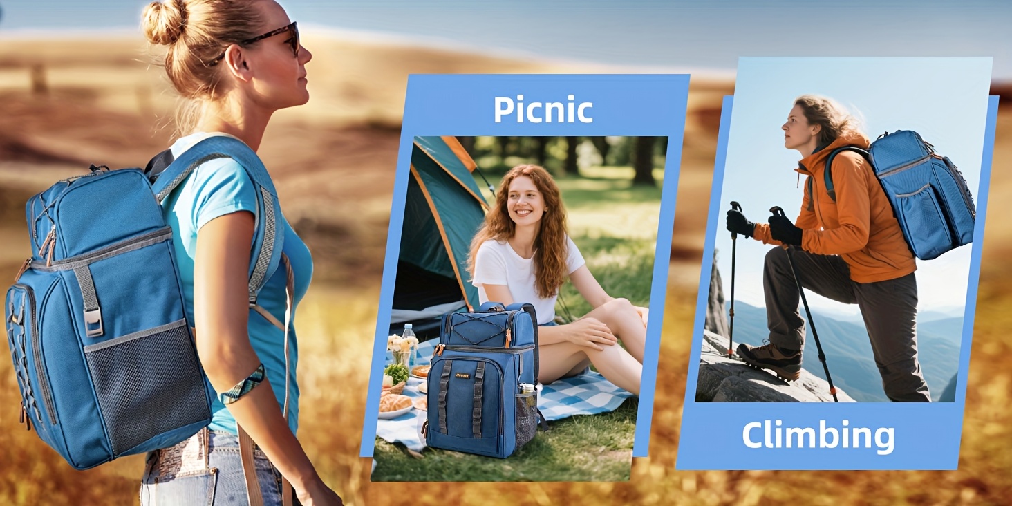 48 Can Multi-Layer Cooler Backpack Foldable Lunch Bag For Camping, Picnics & Travel