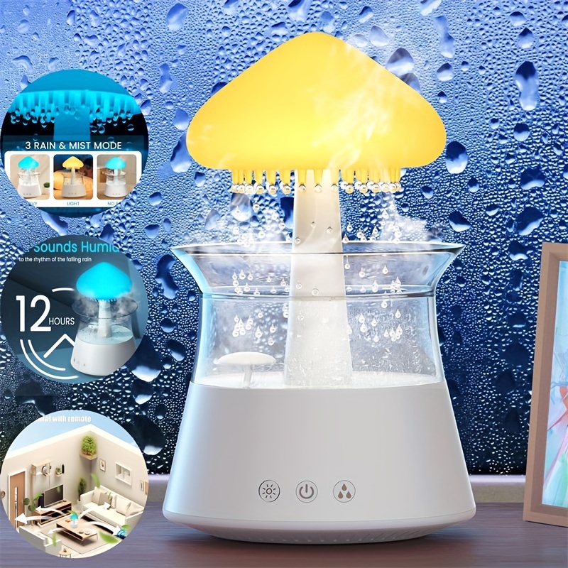 

1pc Rain Lamp Cloud Humidifier Water Drip Rain Sounds For Sleeping, Mushroom Humidifier Waterfall Lamp With 7 Colors Led Changing Lamp, Desk Humidifier Fountain For Bedroom Office