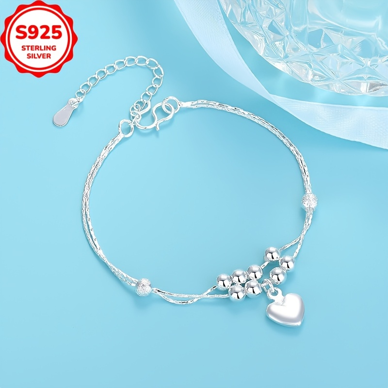 Hypoallergenic Heart Double Layer Bead Bracelet Gift for Women