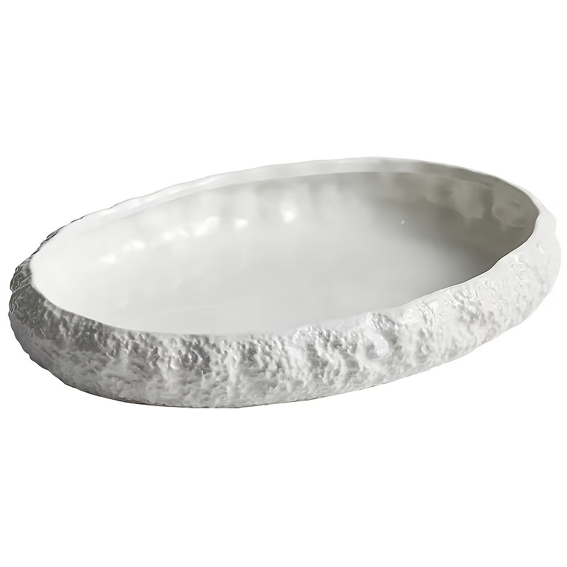 1pc Elegant Rock-Textured Large Ceramic Fish Plates - 14-Inch And 11-Inch And 9-Inch Perfect for Steaming Fish, Lobster And Various Seafood Dishes, an Exquisite Tableware Choice for Fine Dining Restaurants And Home Gourmet Experiences