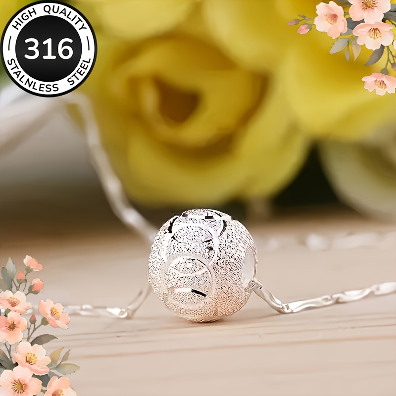 E-shop Hochwertige, hypoallergene 316 Edelstahl Halskette - Eleganter, drehbarer Perlenanhänger, 1 Stück, luxuriöse Blochketten Schmuck, langlebig,