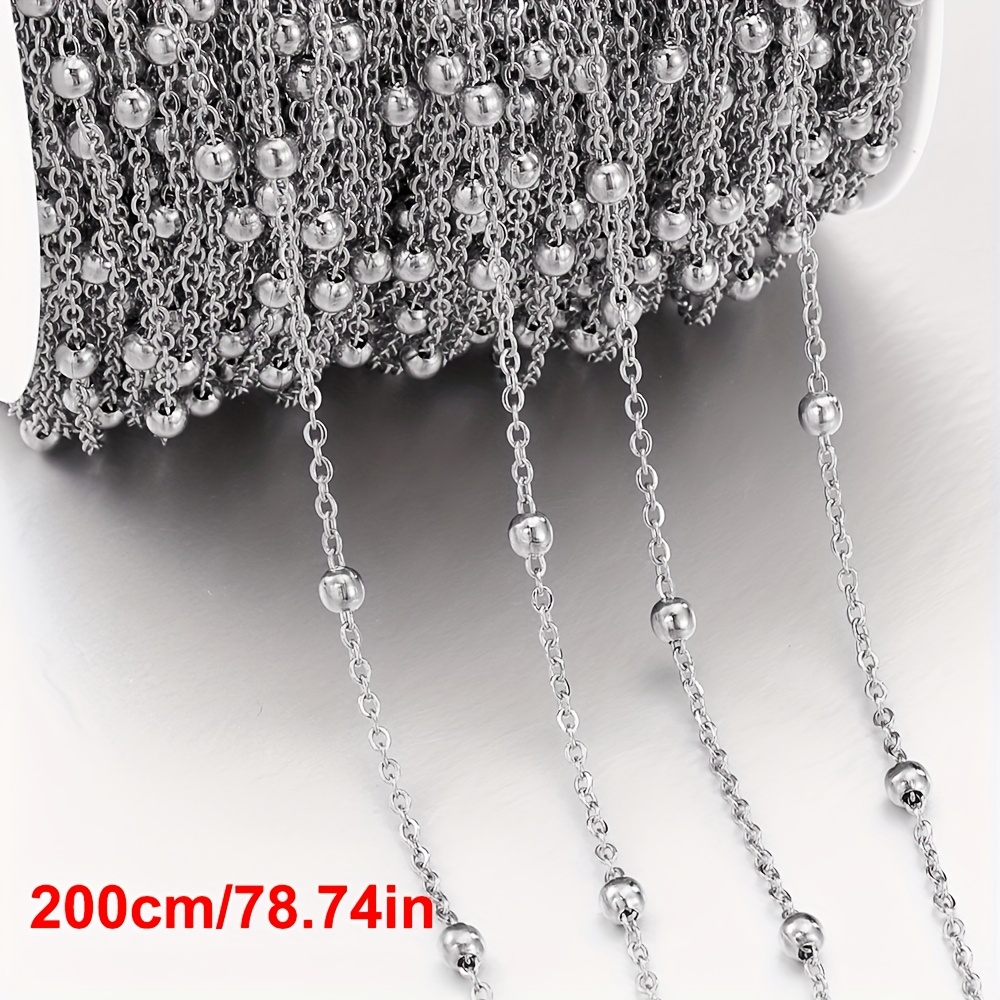 Image of 1 Meter/2 Meter Stainless Steel Round Ball Bead Chain Jewelry Making Necklace Bracelet Additions Jewelry Chain