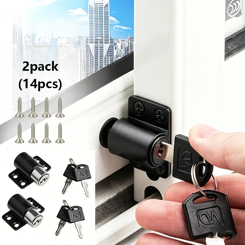 TEMU 2-pack Sliding Door And Window Security Locks | Anti-pry Key Lock + For Double Security | Universal For Sliding Windows/doors | Quick-install