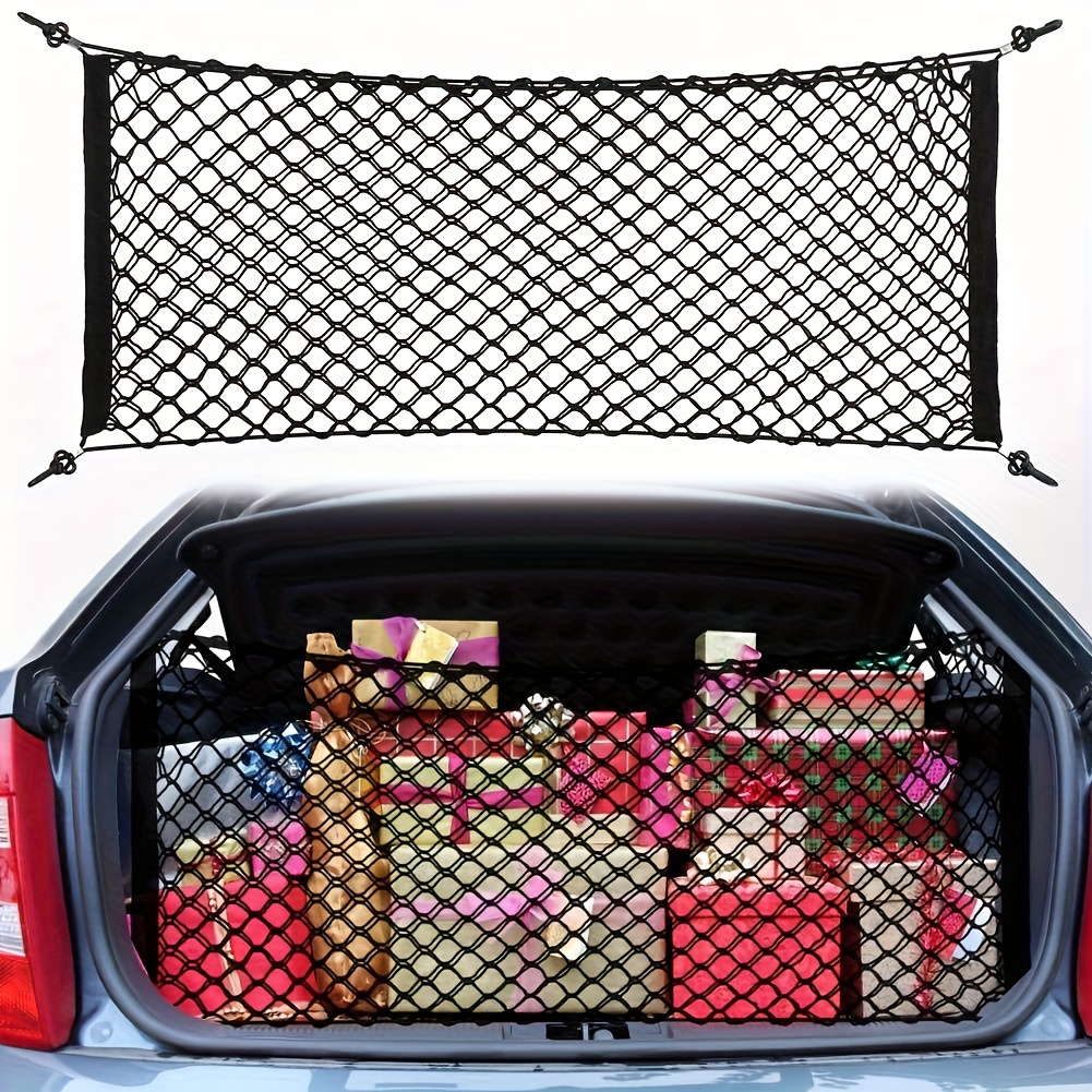 TEMU Trunk Storage Net With Stretchable Hook And Nylon Material For Durability. Suitable For Pickup Trucks, Suvs And Sedans. Easy To Organize And Store Goods.