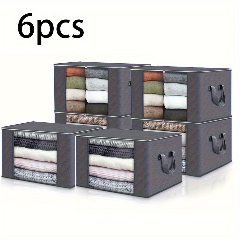 TEMU 3/6pcs Large Storage Bins, Blanket Organizer Bags For Bedroom, Closet, Dorm, Spa & Wardrobe Organization - No Needed, -free Equipment