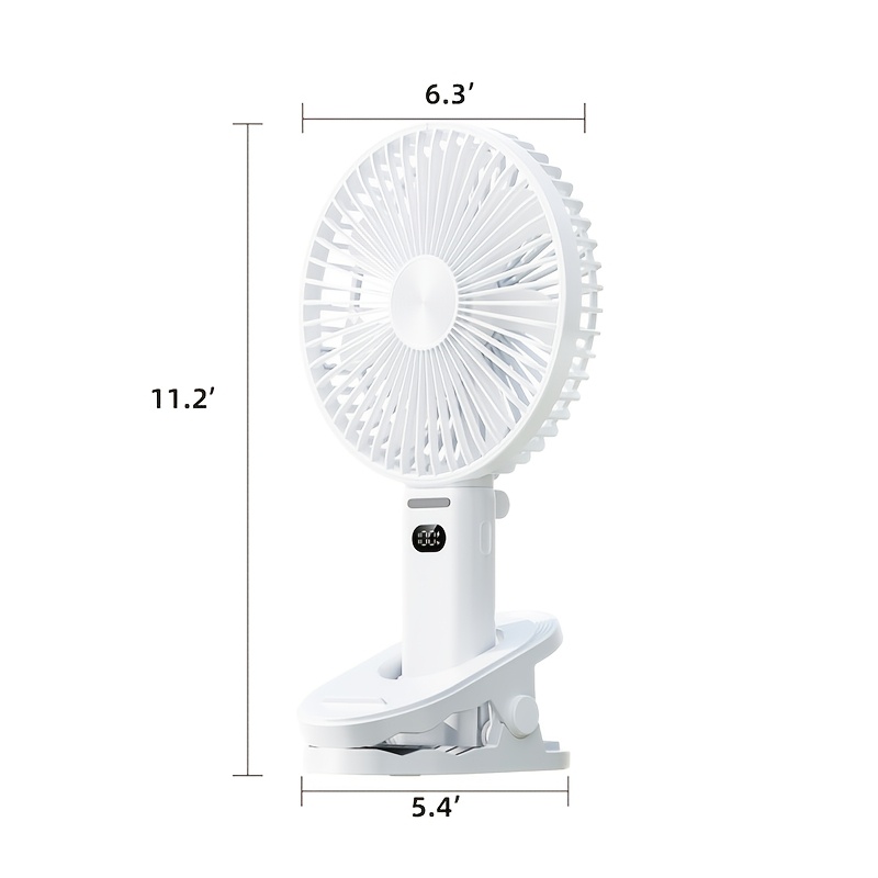 TEMU 6.3 Inch Large Handheld Fan, Desk Fan, Fan, 180° Foldable Personal Fan, 4 Usb Rechargeablebattery Operated Portable Desk Fan With Hook For
