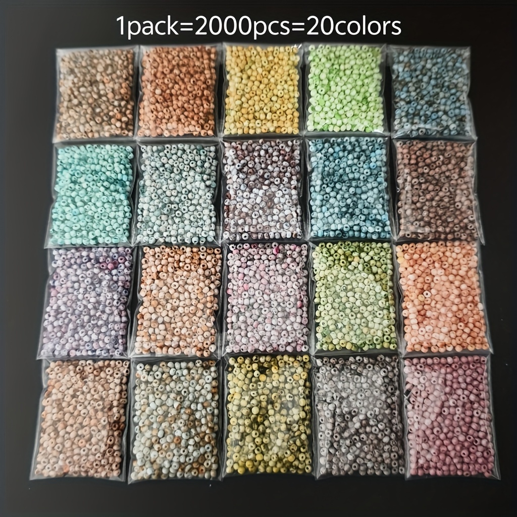 E-shop 3mm 2000 Stück 20 Farben, Bunte Picasso Glasperlen, Geeignet für Handgefertigtes Schmuckdesign, , Schmuckherstellungsset