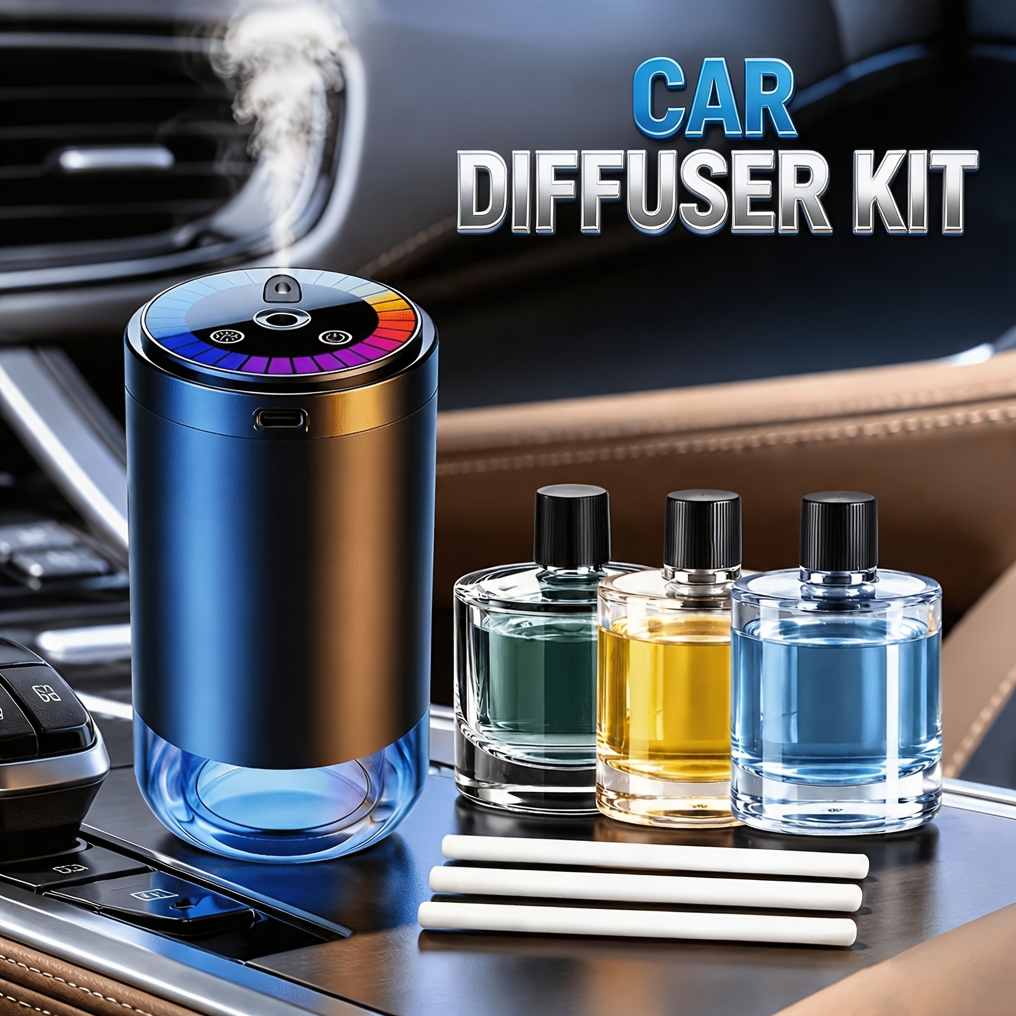 TEMU Désodorisant de voiture intelligent ! Élimine efficacement les odeurs à de , rechargeable, lumière étoilée, atomisation par technologie d'ondes