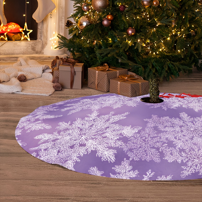 TEMU 1pc Christmas Tree Skirt, Purple Snowflakes Pattern Festive Tree Skirt, Holiday Party Indoor Decoration Xmas Home Decor_yy08122032