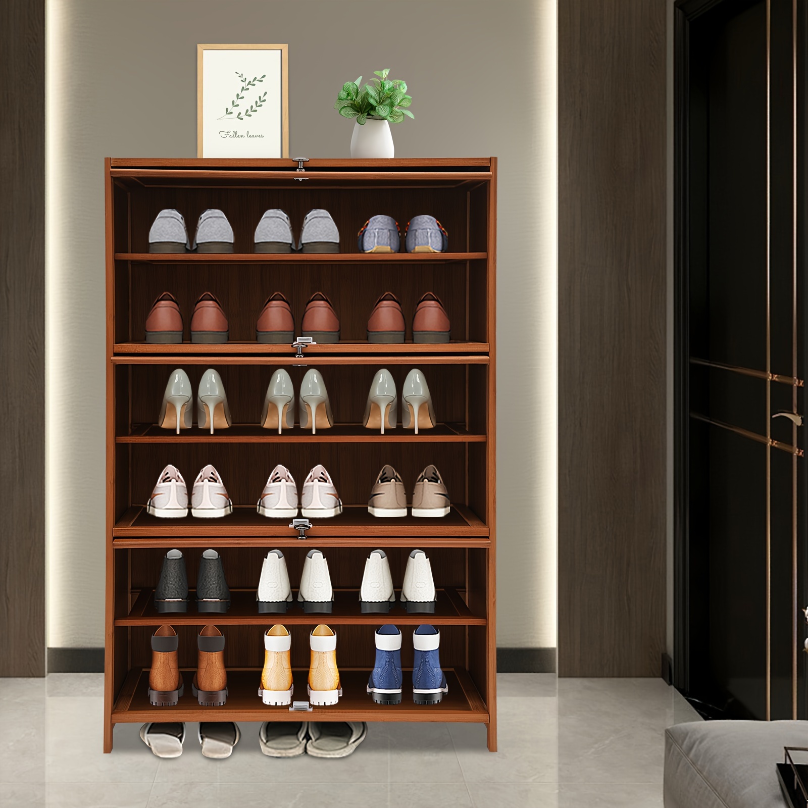 Zapatero De Bambú De 5 Niveles Con Cajón - Armario Organizador Para Entrada O Salón, 130x33x99 Cm