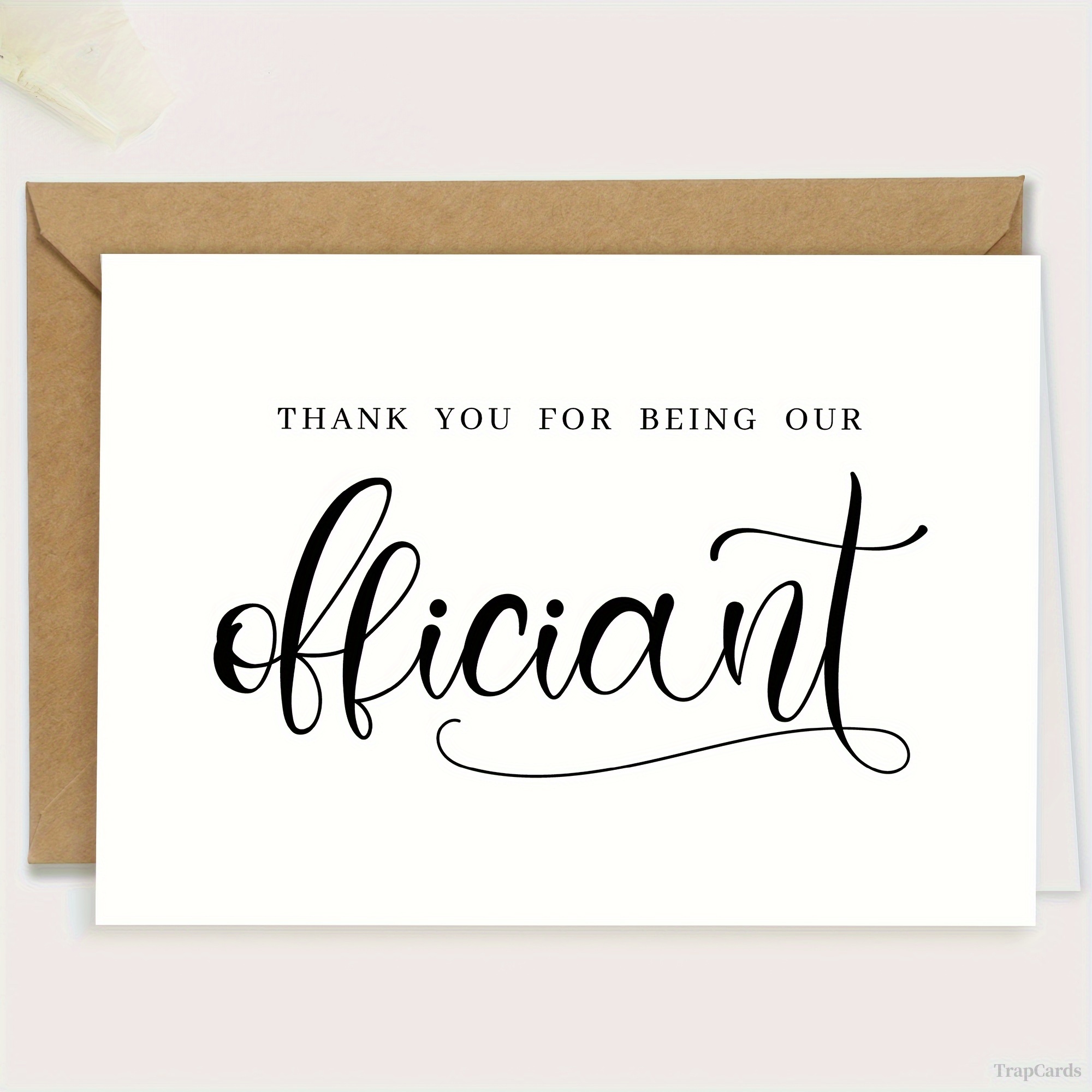 

1pc Personalized Wedding Thank You Card For Officiant - Elegant Script - Gratitude For Marriage Ceremony - English Language Greeting Card For Any Recipient