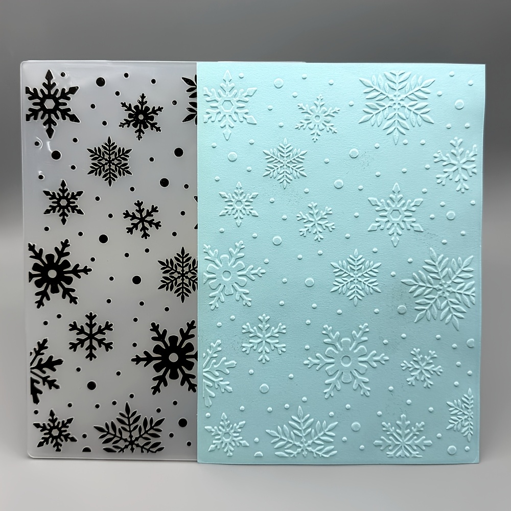 TEMU à embosser en plastique avec de Noël et de neige, à embosser pour la création de cartes, modèle de à embosser à fleurs texturées, découpe de