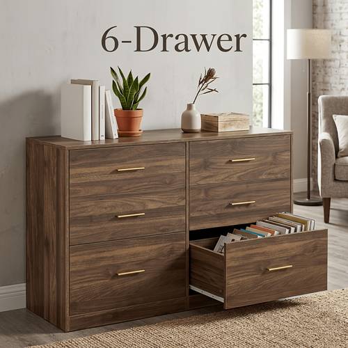 6 drawer multi functional storage dresser accent cabinet for living room office file organizer with display shelves decorative chest