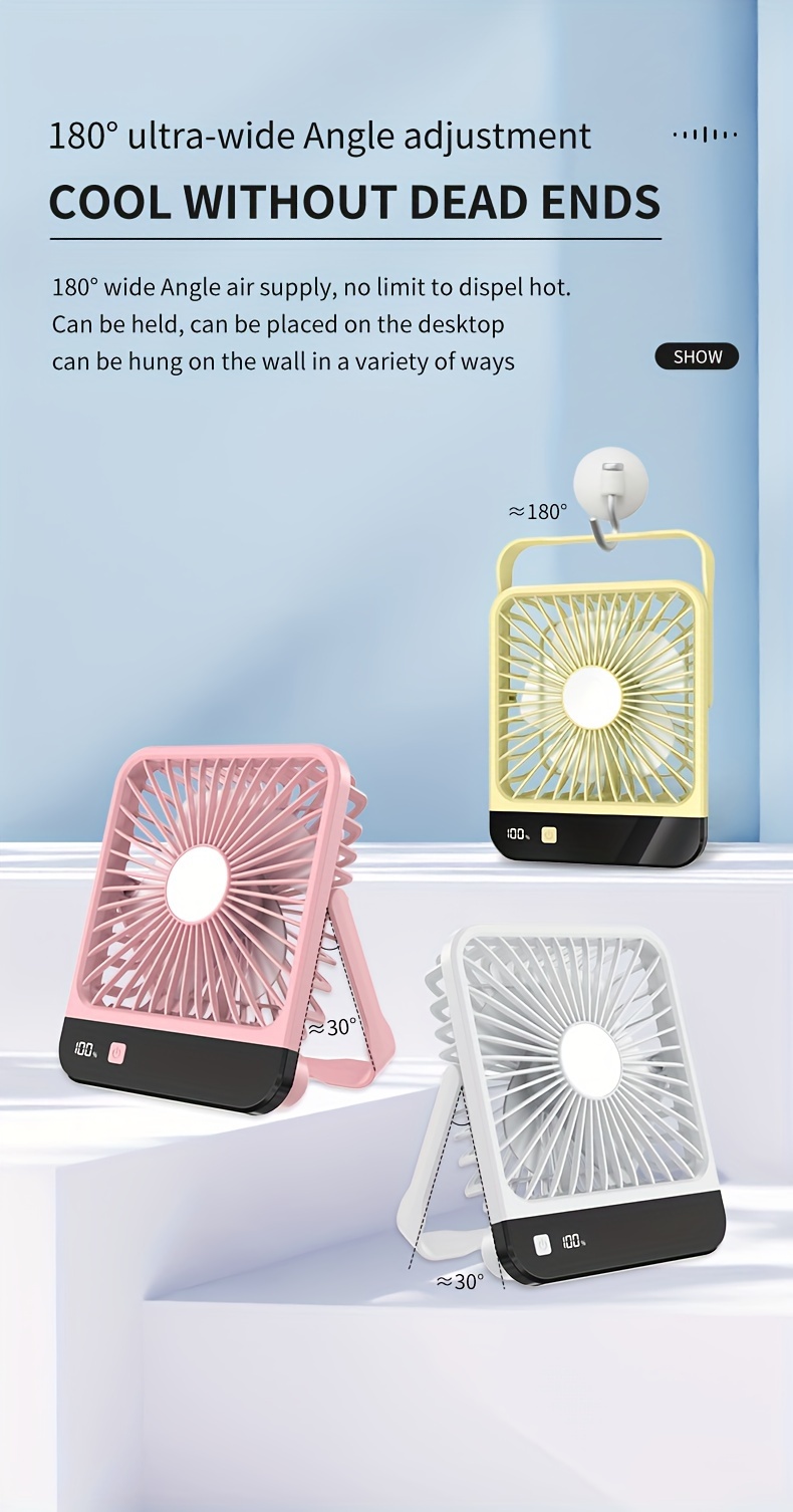 flexible   6 5 portable usb desk fan with   180 foldable 5   capacity 1800mah battery ideal for makeup home office use   details 4