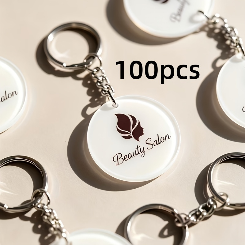 TEMU 50pcs/100pcs: Transparent Round Acrylic Custom Key Charms, Make Keychains With Your Designs, Sturdy Metal Key Rings, Lightweight Decorative