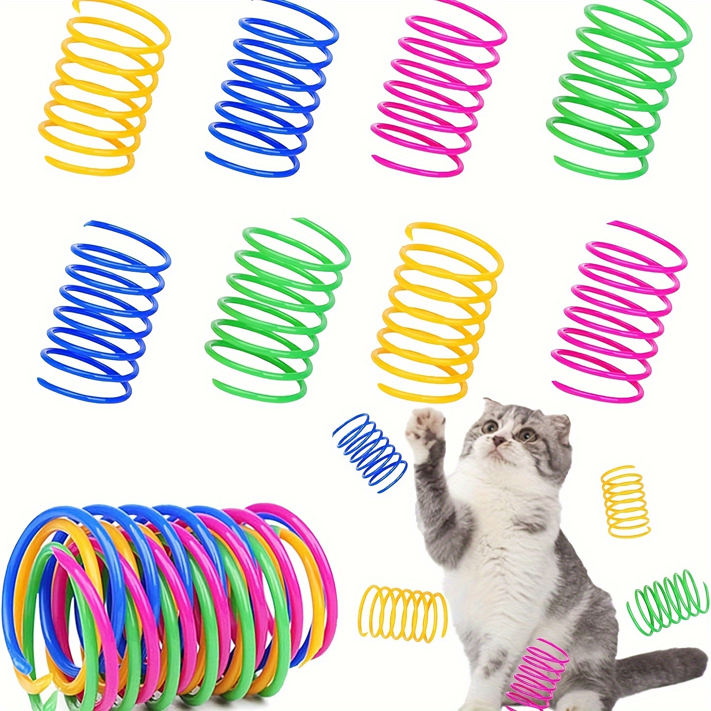 

60 Pack Cat Spring Toys, Multicolor Plastic Coil Spiral Springs For Cats And Kittens, Interactive Bouncing Toy For Batting, Biting, Hunting, And Active Healthy Play - No Batteries Required