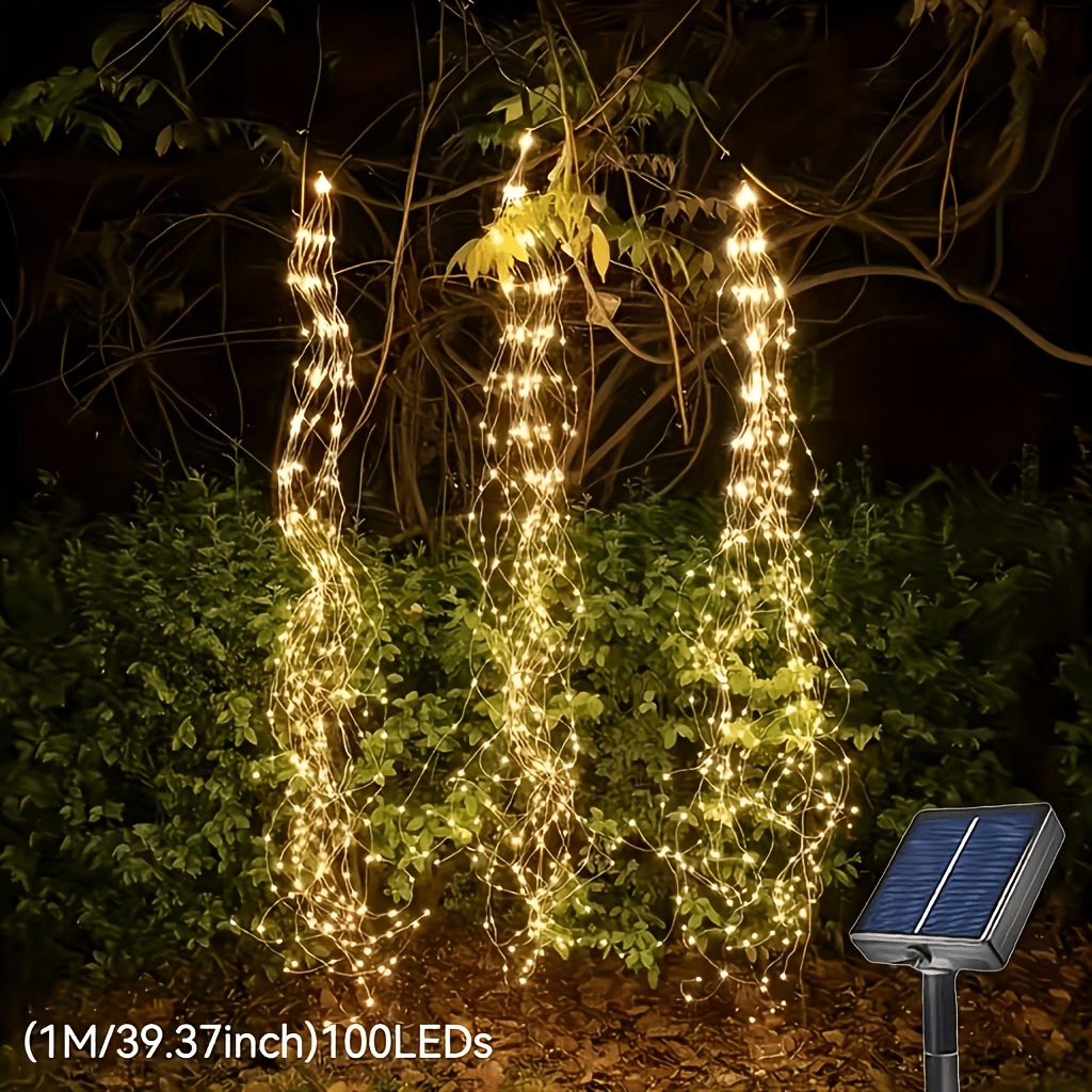 TEMU Lampada Solare a da Giardino con Batteria al Litio, Luce Ponytail da Esterno, 8 Modalit� di Lampeggio, 100/200 LED, Luci Pu簷 di Qualsiasi Forma,