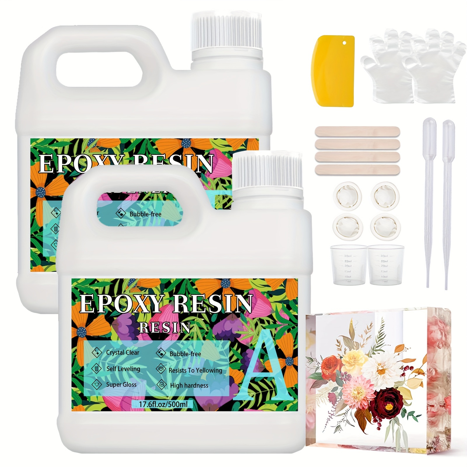 

Epoxy Resin Kit, Resin Epoxy Resin Set (1:1) Without Bubbles, Low Odor, Transparent Cast Resin, Suitable For Diy Jewelry Making, Wood Filling, Handicrafts