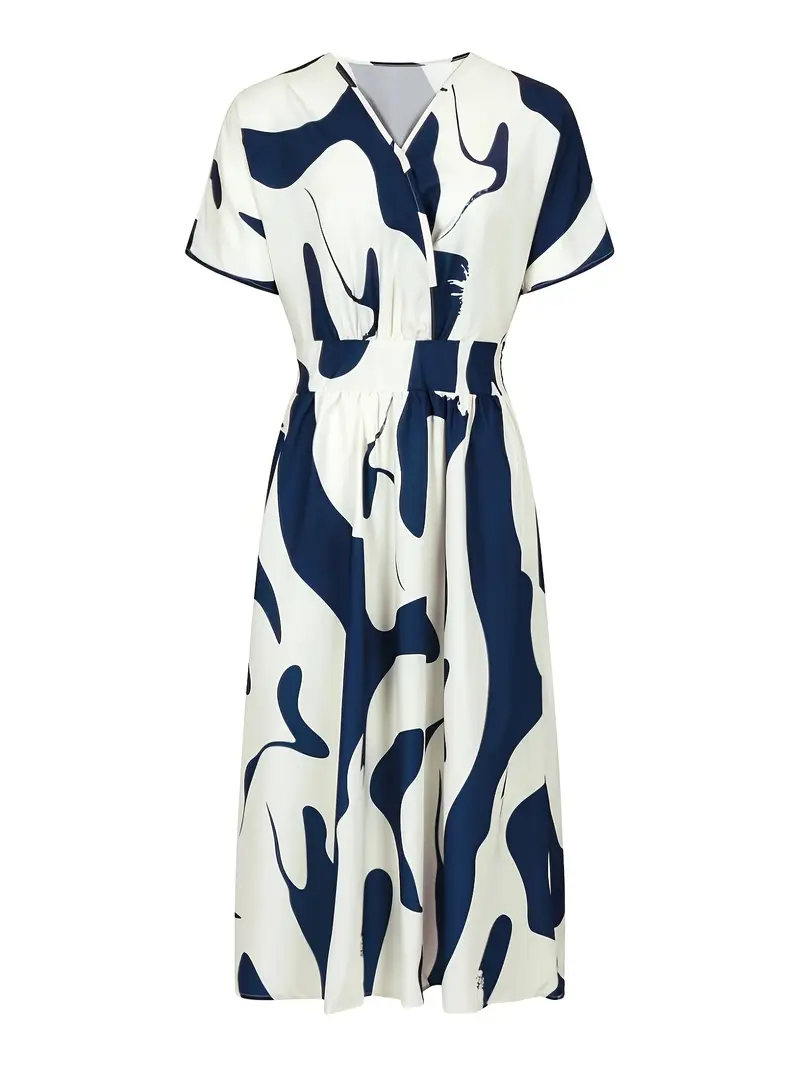 blue and white abstract dress Lovelo Off White Abstract Print Sleeveless Maxi Dress
