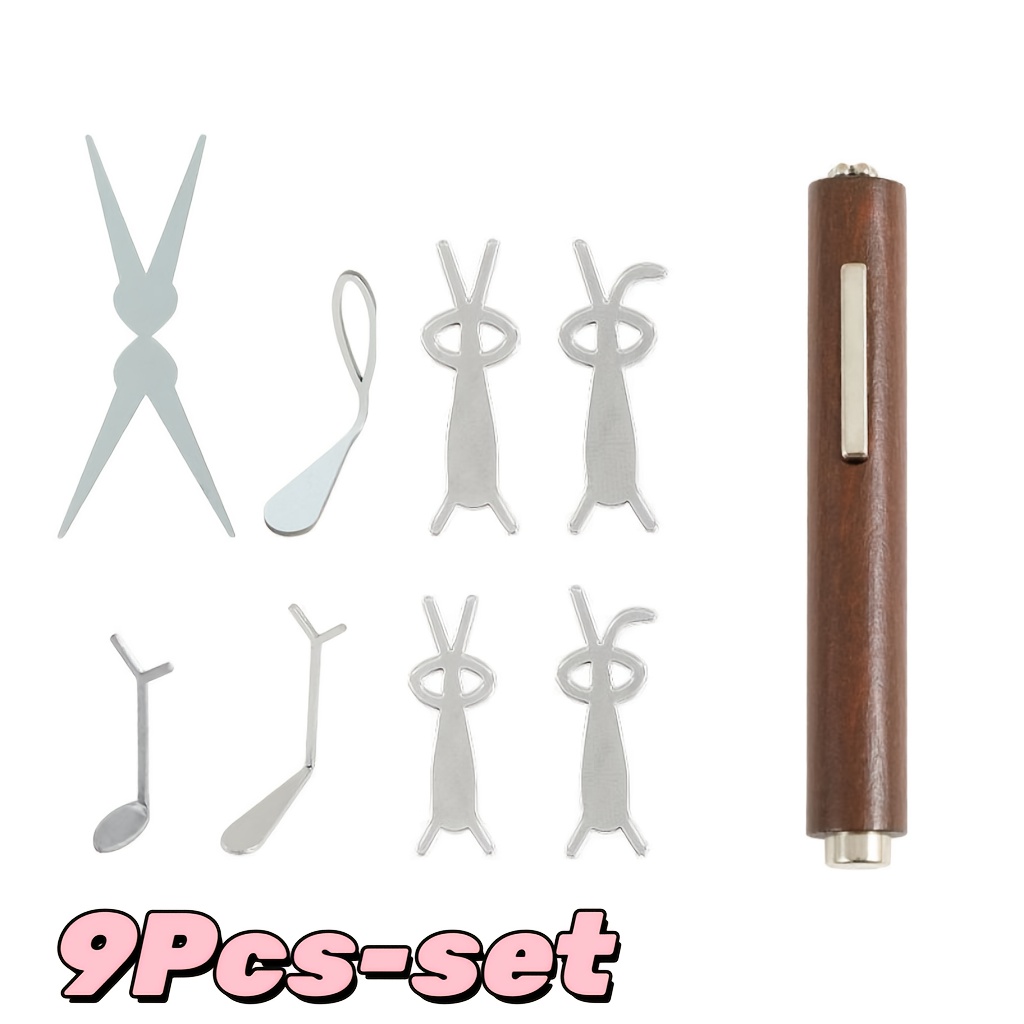 TEMU 9pcs-set Nail Art Mold, Powerful 3-in-1 Magnet, Nail Art Styling Tool, Styling & Love & & Rabbit & Hollow & Petal