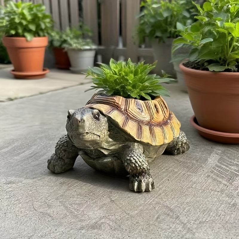1pc Macetero en Forma de Tortuga para Suculentas - Maceta de Resina para Cactus y Suculentas, Decoración Animal para Hogar o Patio, Regalo Ideal para Aficionados a la Jardinería, Presente para Fiestas (No Requiere Electricidad)