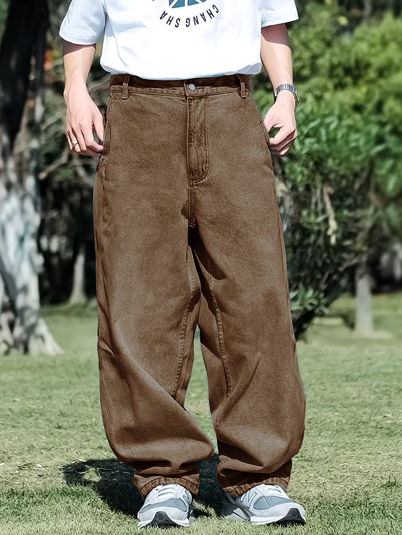 mens vintage wide leg denim pants baggy loose fit elephant - Temu