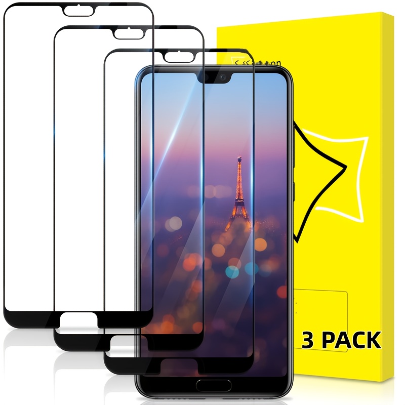 TEMU 3pcs Tempered Glass Screen Protector With Black -printed Edges, Suitable For Huawei , /z/ Pro/p30/p30 Lite/p20/p20 Pro/ Pro/nova 5t/ 2021/p40