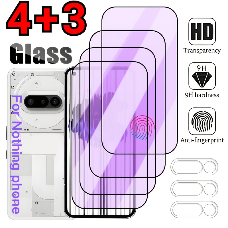 Lila Lichtschutzfolie für Nothing Phone 1/2/2A/2A Plus/3A/3* Gehärtetes * Anti-Blaulicht Hochhärte Kratzfest Glatter Oberflächen Einfache Installation HD Klar Unterstützt Fingerabdruck-Entschlüsselung