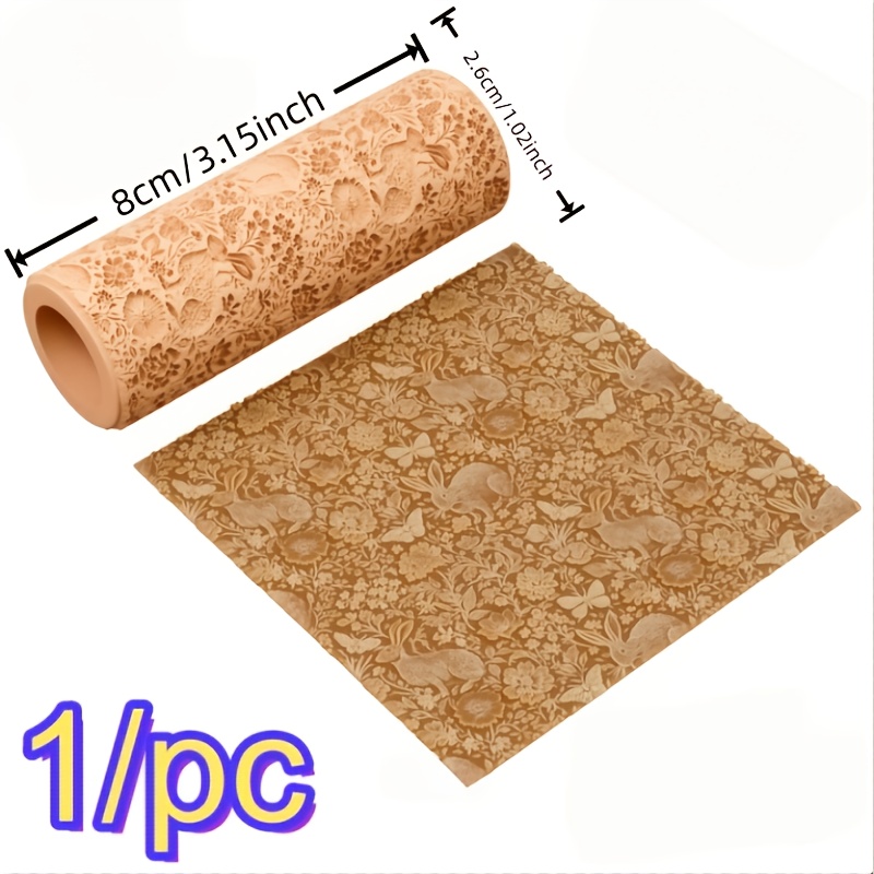 TEMU 1pc Grass Bunny Texture Roller, An Present For , Relatives, , . For Polymer Clay, Serving As A Texture Roller For Jewelry Crafting, Perfect For