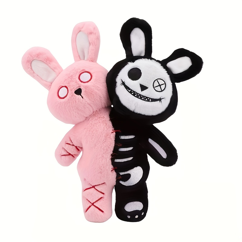 Image of Halloween Double-headed Rabbit Plush Toy, Terrifying Gothic Bunny Stuffed Doll, Halloween Doll Companion Holiday Gifts Halloween Creative Gifts