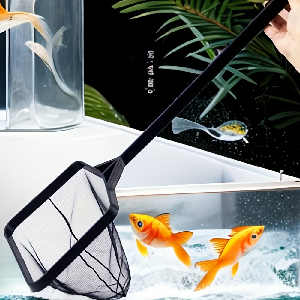 

1pc, Aquarium Fish Net With Extendable Long Handle, Fine Mesh Square/round Fish Tank Net For Capture