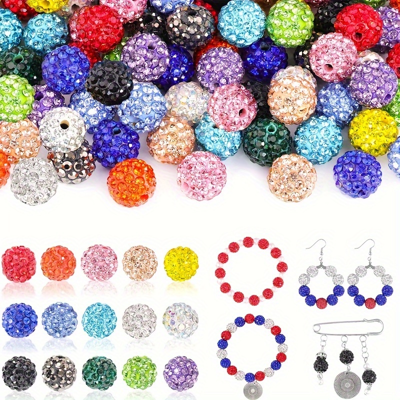 

150pcs Vibrant 10mm Handmade Clay Beads Set - Sparkling Disco Balls, Ideal For Crafting Necklaces, Bracelets, Earrings & Diy Decorations, Beads For Jewelry Making