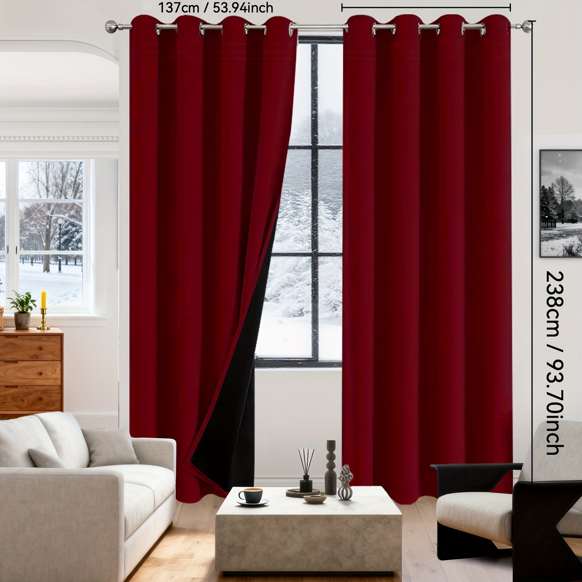 TEMU 2pcs 100% Blackout Curtains, Grommet Hanging Style, Suitable For Christmas, Halloween And Other Holiday Decorations, Privacy Protection & Noise