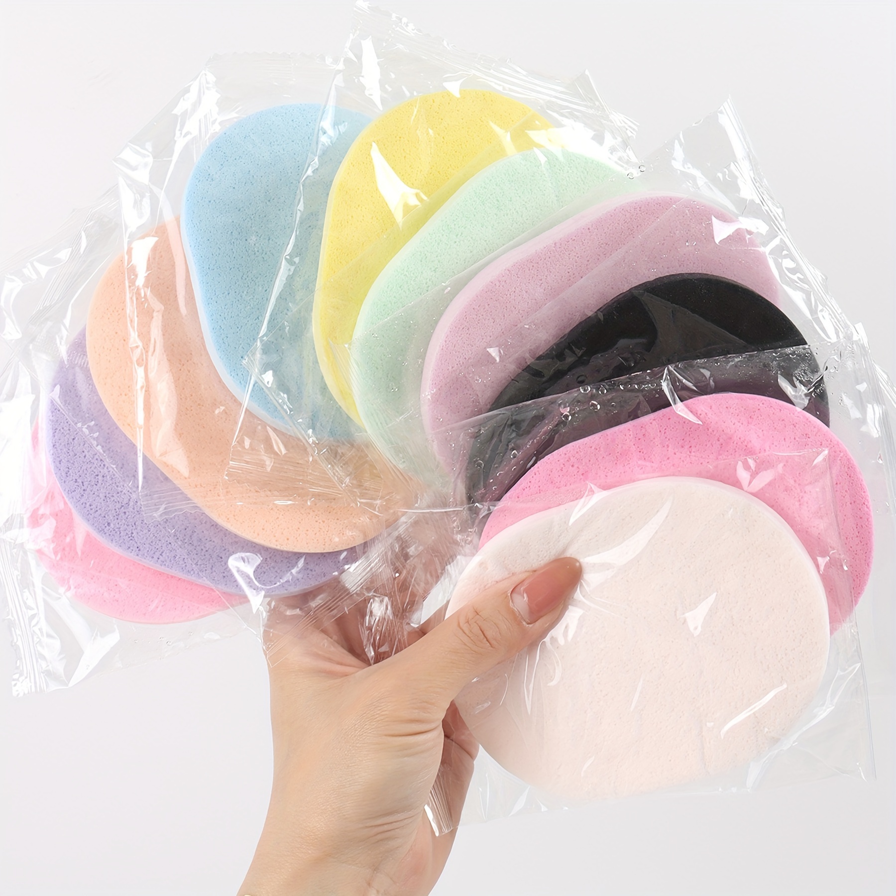 

5/6/10/12/20/24 Pack Assorted Colors Facial Cleansing Sponges, Reusable Exfoliating Puff For Makeup Remover, Blackhead & Pore Cleansing, Hypoallergenic, , Pu Material