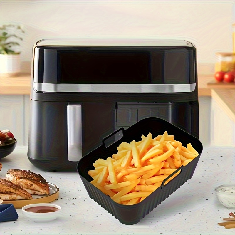 Sartén de Freidora de Aire de Doble Zona Compatible con Hornos y Microondas - Cesta Antiadherente Reutilizable, Fácil de Limpiar, Ajuste para la Mayoría de Freidoras de Aire y Uso Comercial, Compatible con Freidoras de Aire, Hornos, Microondas (Capacidad de 9L) - para cocina