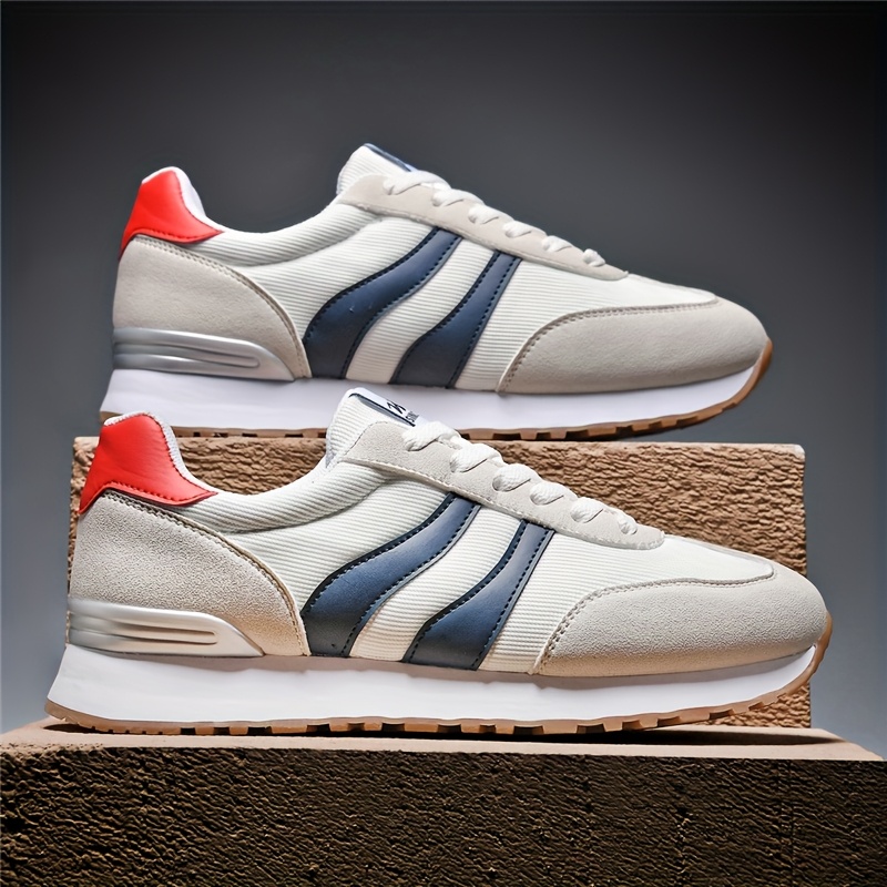 AOPLUS Men's Breathable Casual Sneakers - Lightweight Running Shoes with Cushioned Insole, Durable Rubber Sole, and Stylish Color Block Design for Sports and Casual Attire