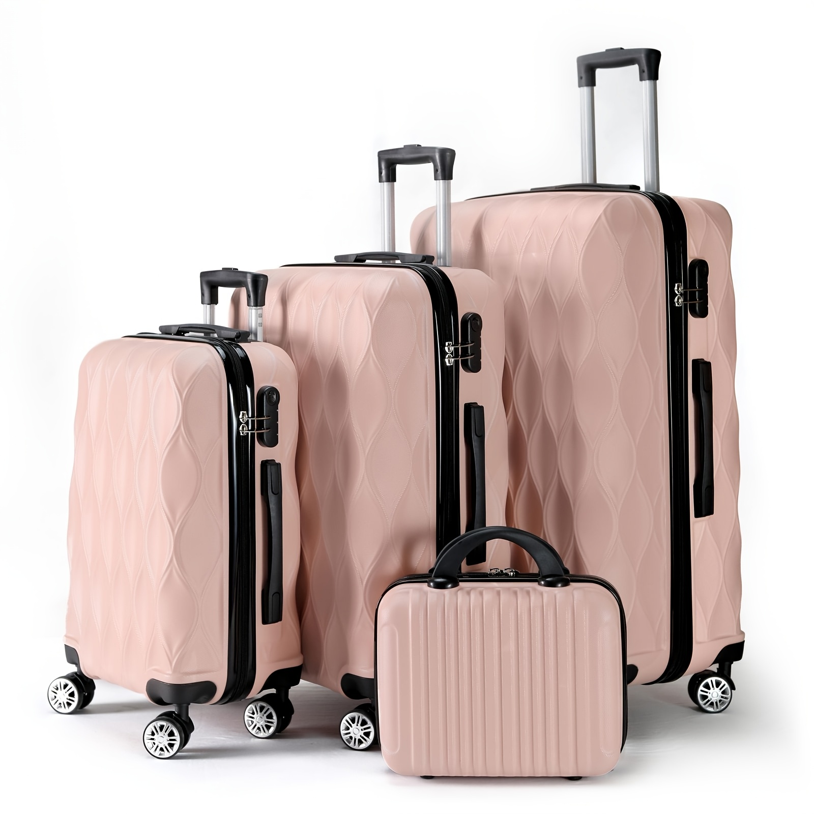 A Set Of 2 Or 4pcs Of Abs Luggage Featuring Leaf , Hard Case, Silent Rotating Wheels, Suitable For Short- And Long- Travel, Business Purposes, Personal Use, Or As A Perfect Gift .