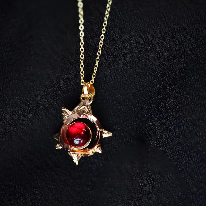 1pc Fire Scattered Fire Element Red Imitation Crystal Necklace Z33