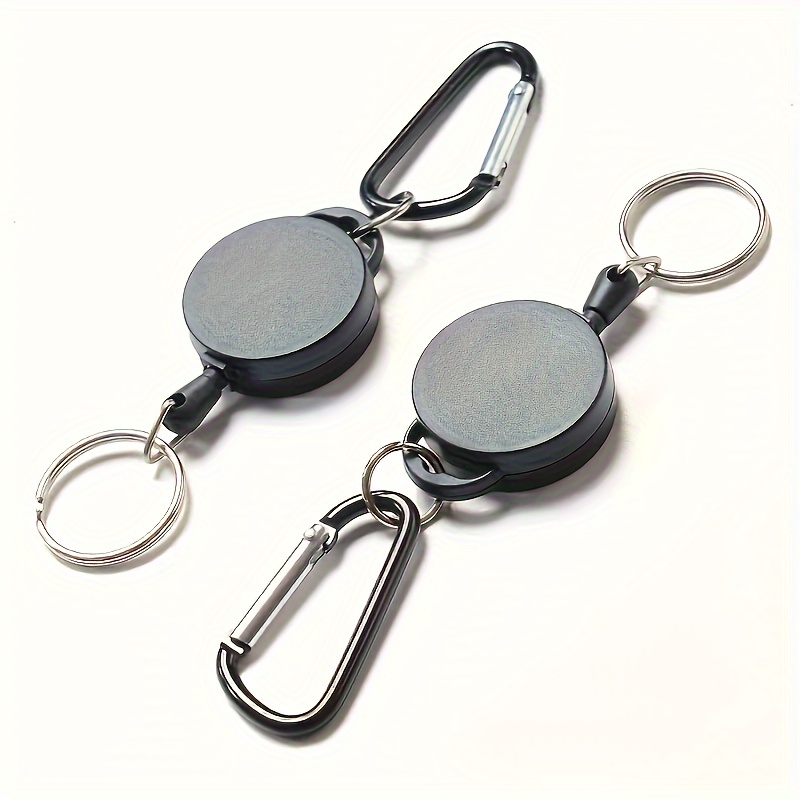 Heavy Duty Retractable Keychain Badge Reel Clips With Steel Wire AntiTheft  Easy-To-Pull Buckle Rope Elastic Keychain For Camping